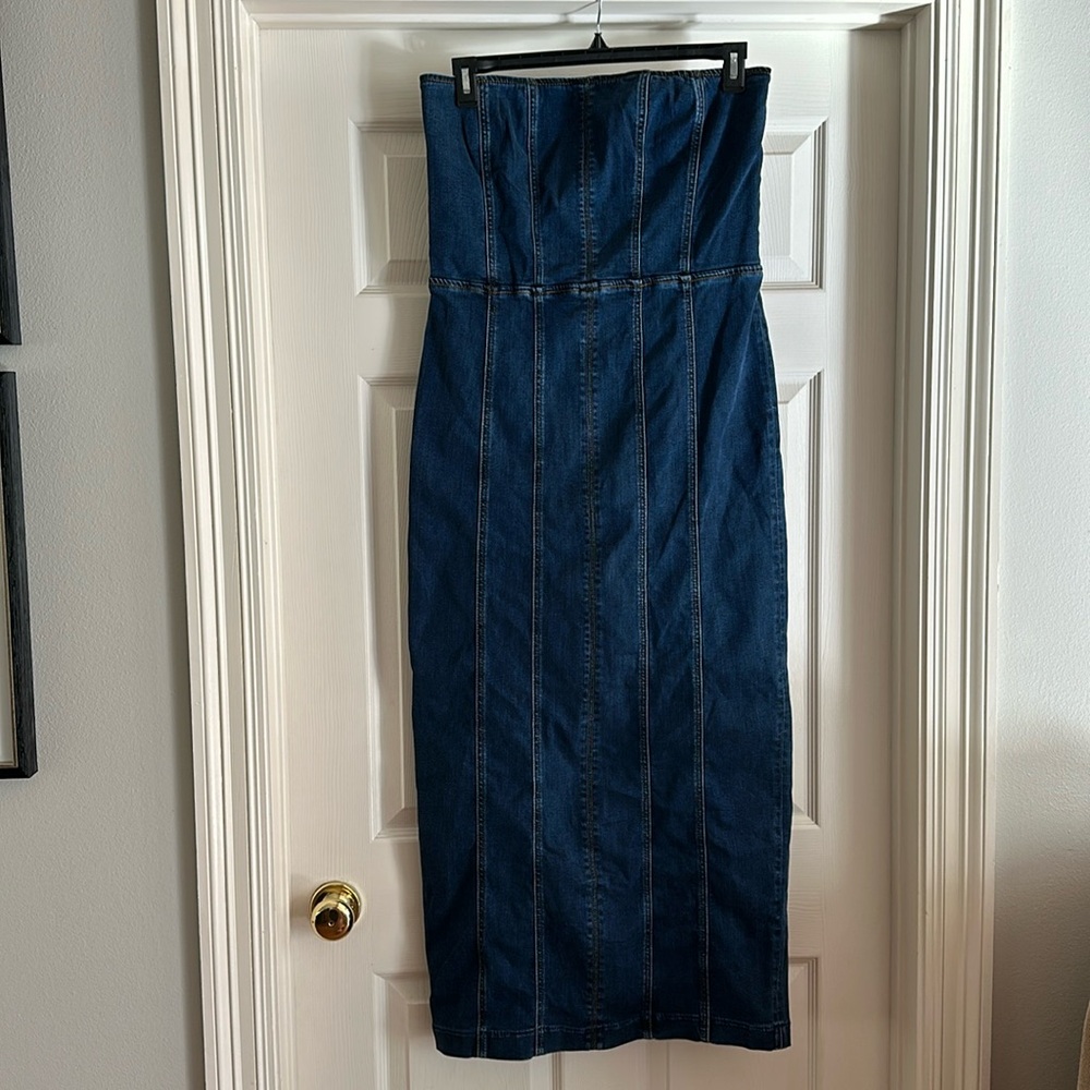 Reformation Merritt Strapless Denim Dress